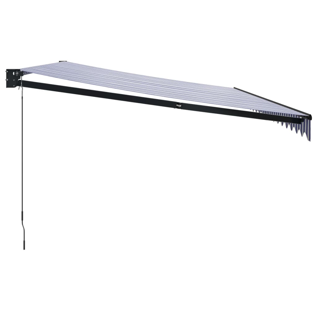 vidaXL Τέντα Πτυσσόμενη Μπλε και Λευκή 5 x 3 μ. Ύφασμα και Αλουμίνιο