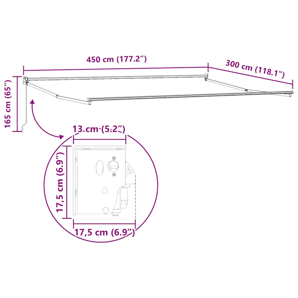 vidaXL Τέντα Πτυσσόμενη Πορτοκαλί/Καφέ 4,5 x 3 μ. Ύφασμα και Αλουμίνιο
