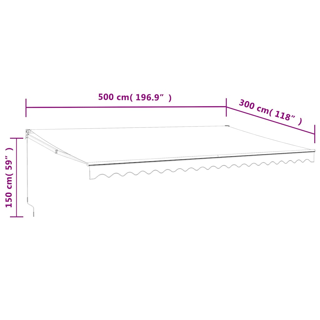 vidaXL Τέντα Πτυσσόμενη Αυτόματη Μπλε και Λευκή 5 x 3 μ.