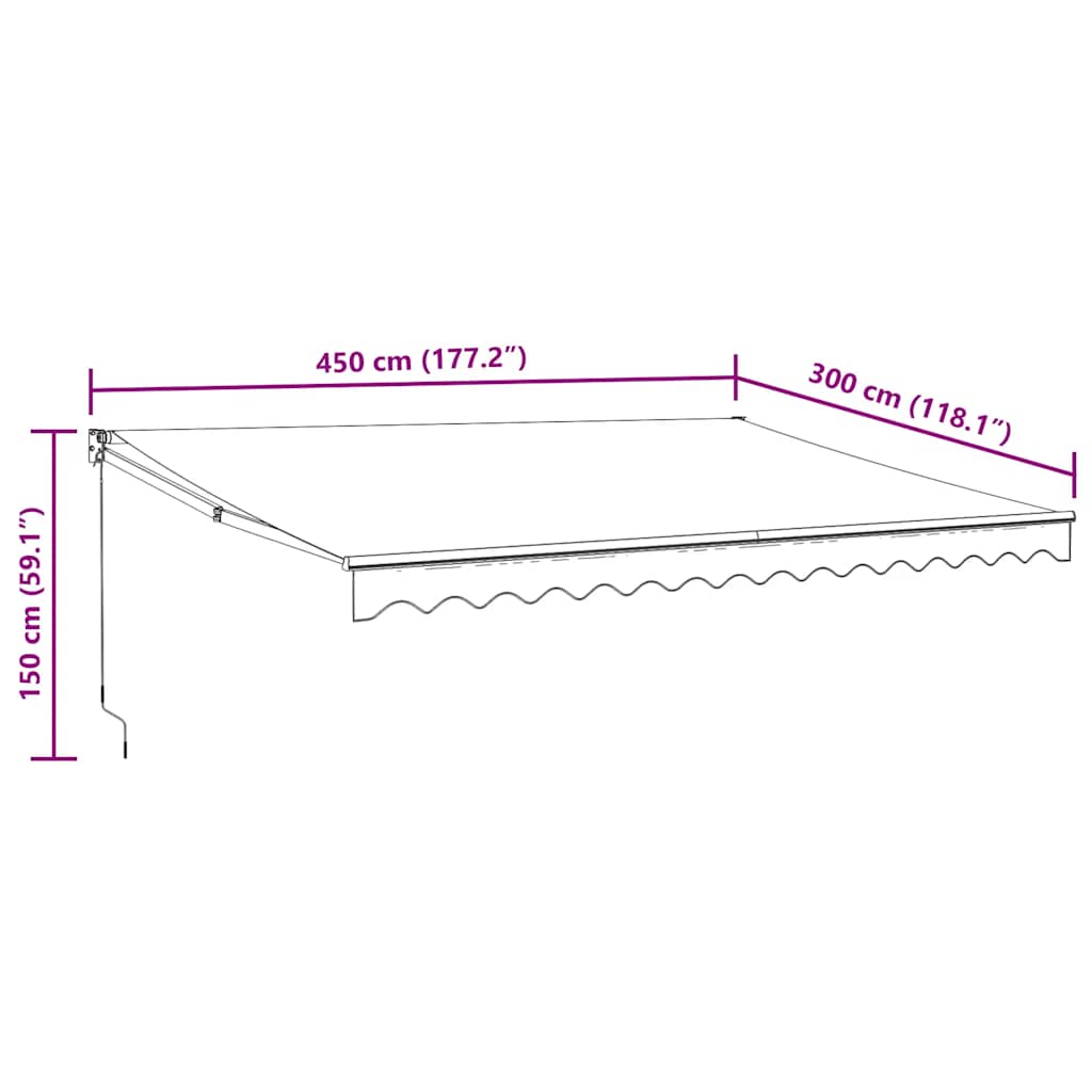 vidaXL Τέντα Πτυσσόμενη Αυτόματη Ανθρακί 4,5 x 3 μ.