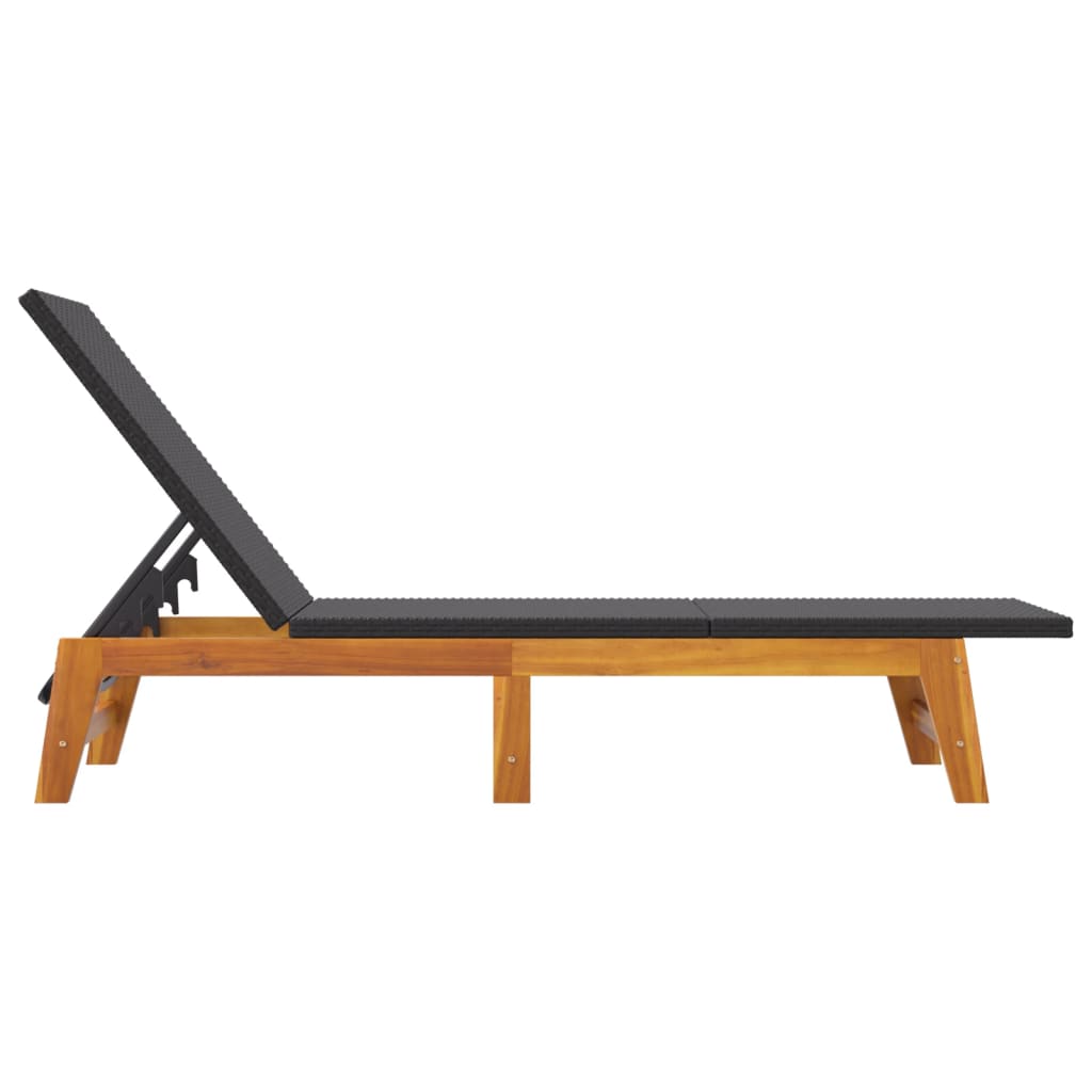 vidaXL Ξαπλώστρες 2 τεμ. Μαύρο & Καφέ Συνθ. Ρατάν & Μασίφ Ξύλο Ακακίας