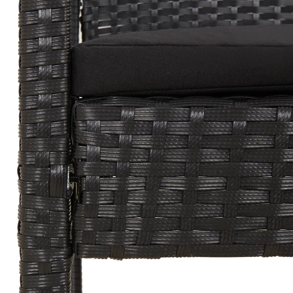 vidaXL Παγκάκι Κήπου Μαύρο 105 εκ. από Συνθετικό Ρατάν με Μαξιλάρι
