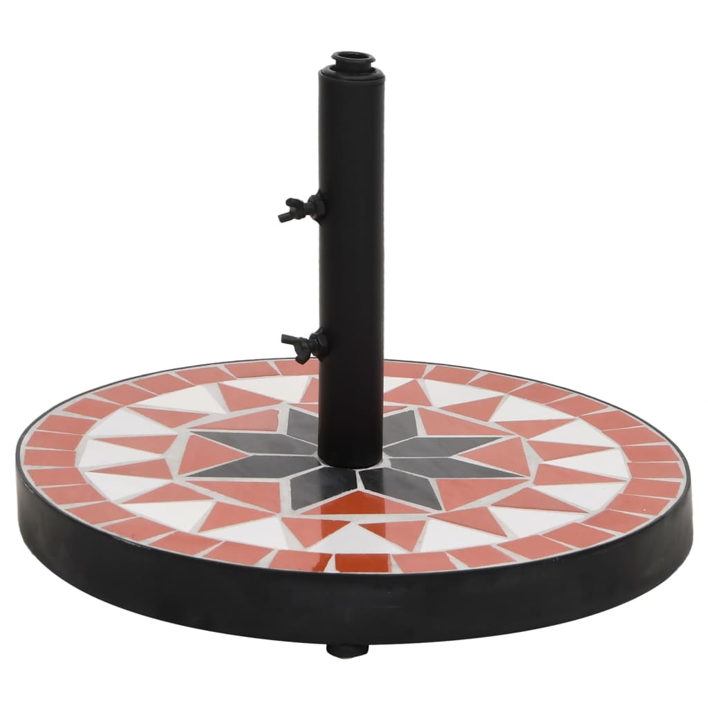 vidaXL Βάση Ομπρέλας Στρογγυλή Τερακότα και Λευκό 12 κιλών