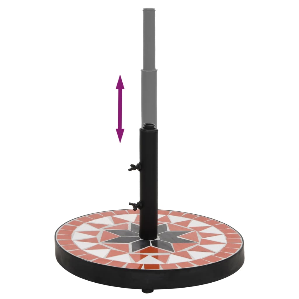 vidaXL Βάση Ομπρέλας Στρογγυλή Τερακότα και Λευκό 12 κιλών