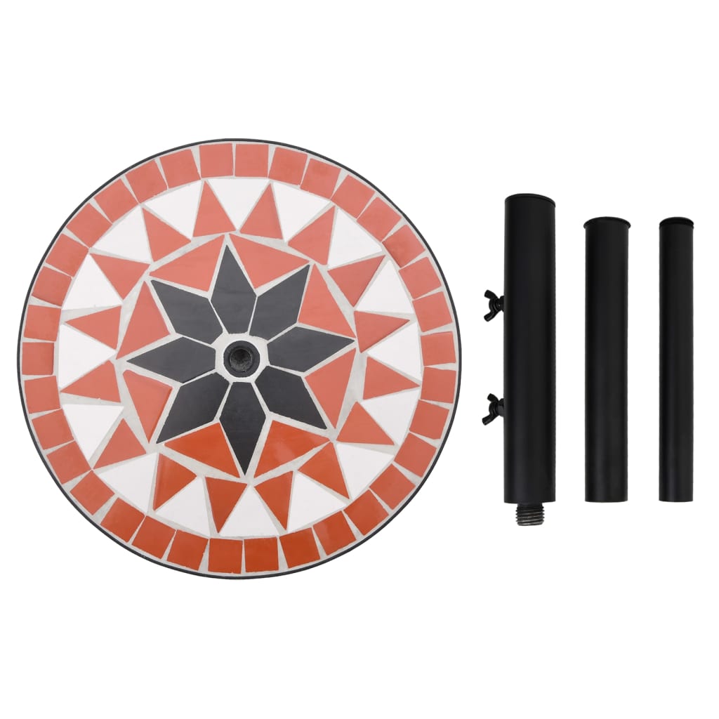 vidaXL Βάση Ομπρέλας Στρογγυλή Τερακότα και Λευκό 12 κιλών