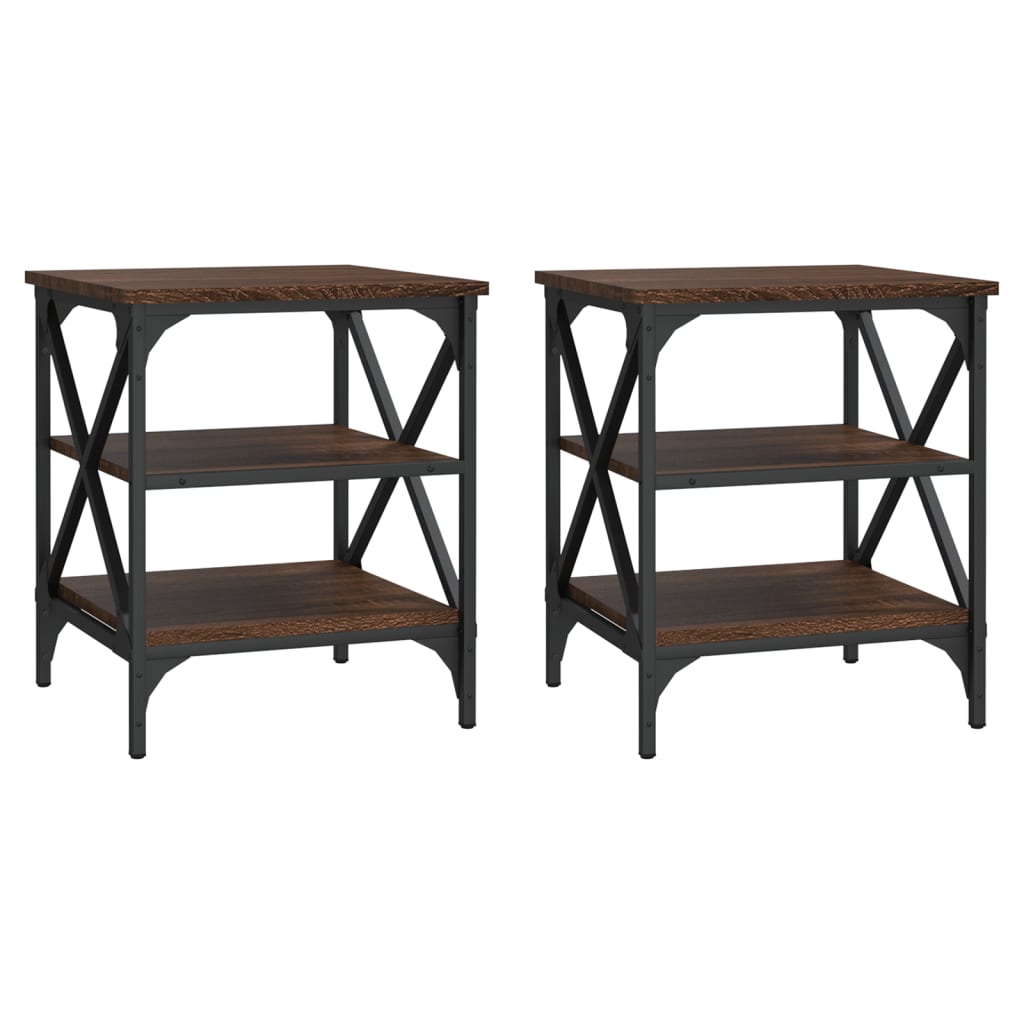 vidaXL Τραπεζάκια Σαλονιού 2 τεμ Καφέ Δρυς 40x42x50 εκ. Επεξ. Ξύλο