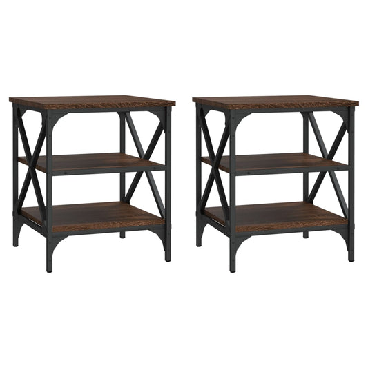 vidaXL Τραπεζάκια Σαλονιού 2 τεμ Καφέ Δρυς 40x42x50 εκ. Επεξ. Ξύλο