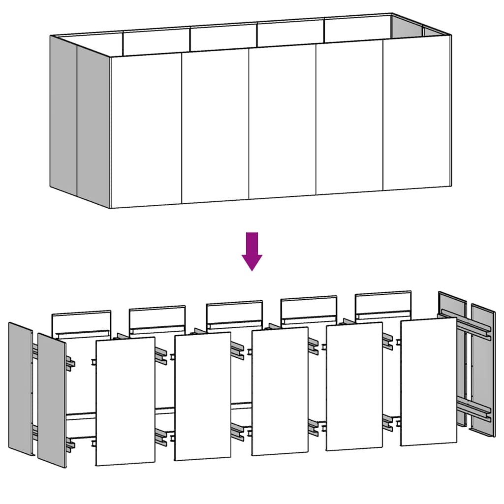 vidaXL Ζαρντινιέρα 200 x 80 x 80 εκ. από Ατσάλι Σκληρυθέν στον Αέρα