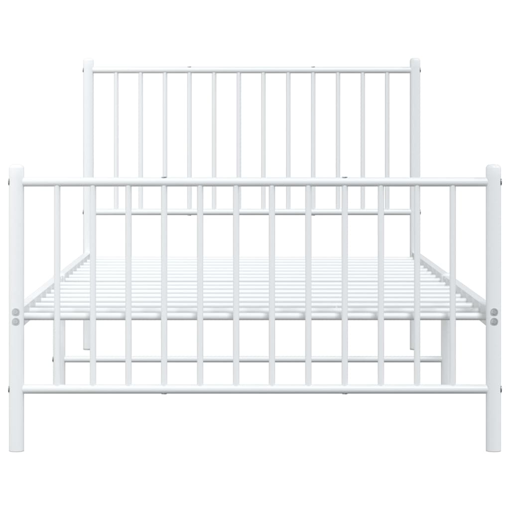 vidaXL Πλαίσιο Κρεβατιού με Κεφαλάρι&Ποδαρικό Λευκό 100x200εκ. Μέταλλο