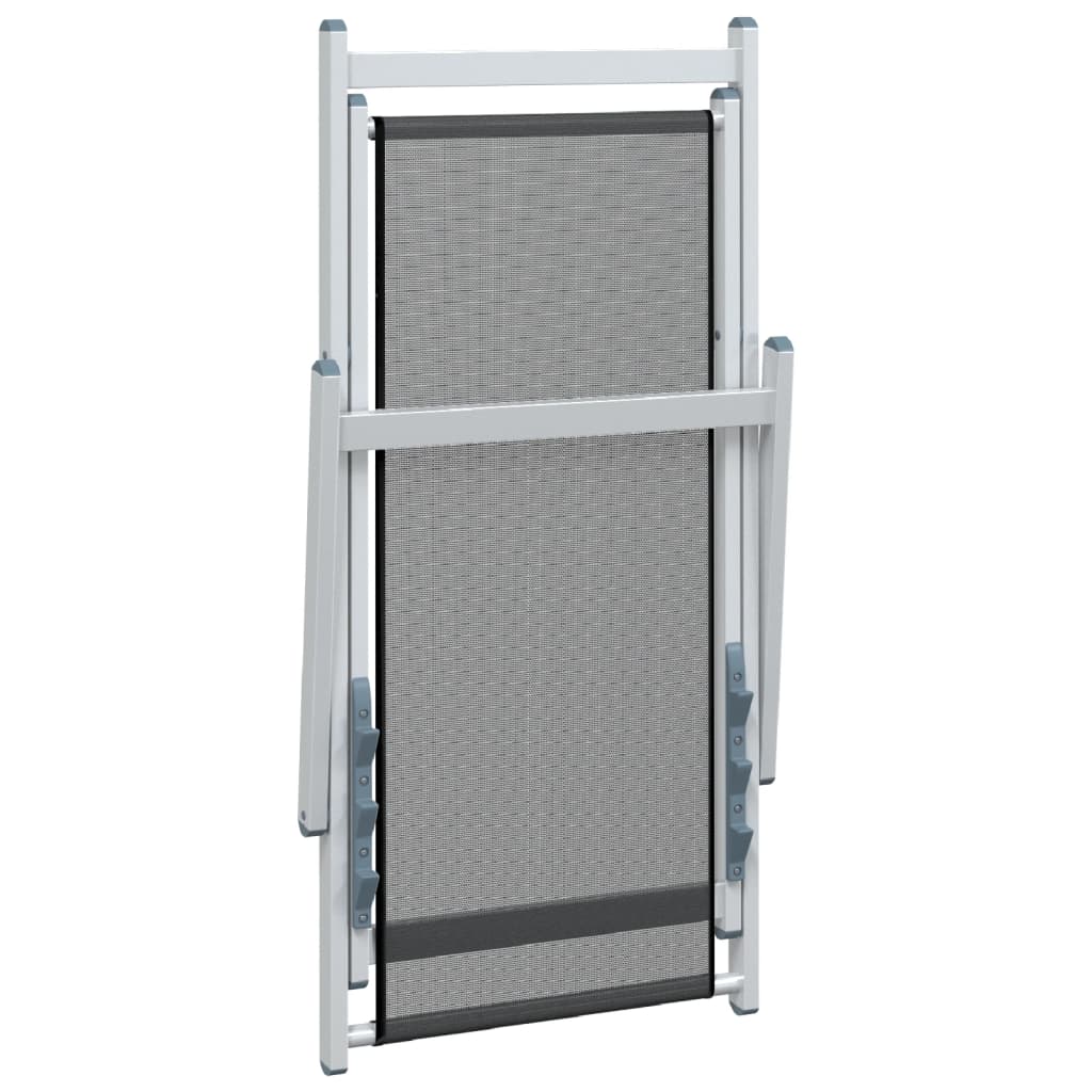 vidaXL Σεζλόνγκ Πτυσσόμενες 2 τεμ. Γκρι από Αλουμίνιο και Textilene