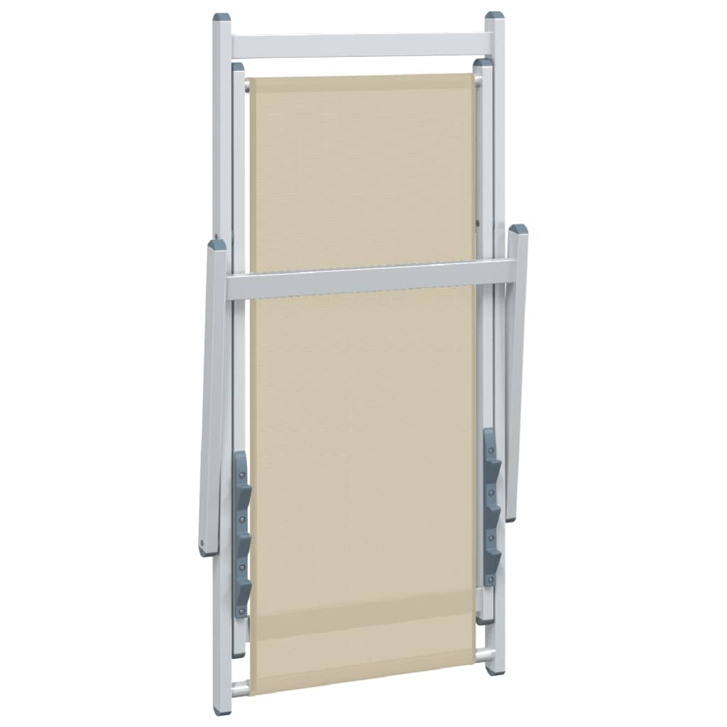 vidaXL Σεζλόνγκ Πτυσσόμενες 2 τεμ. Κρεμ από Αλουμίνιο και Textilene