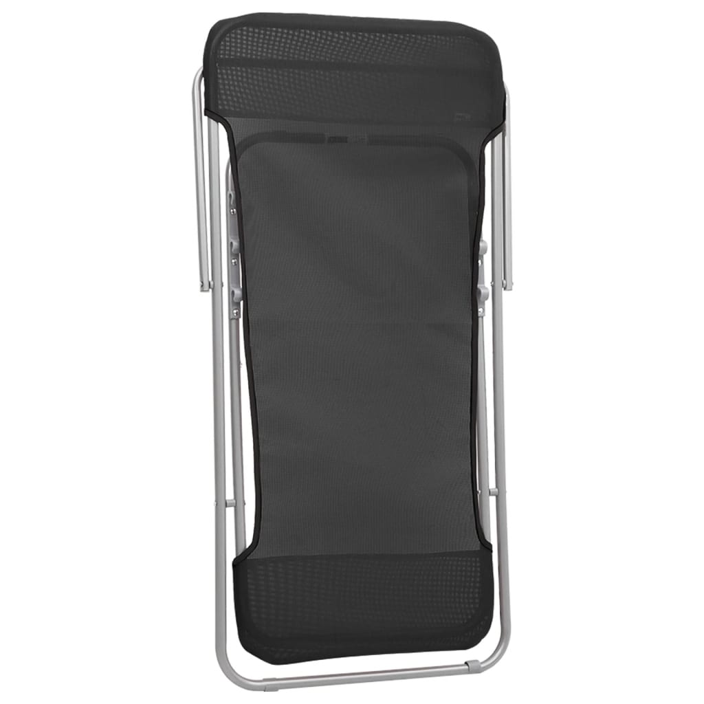 vidaXL Καρέκλες Παραλίας Πτυσ. 2 τεμ Μαύρες Textilene&Ατσάλι με Πούδρα