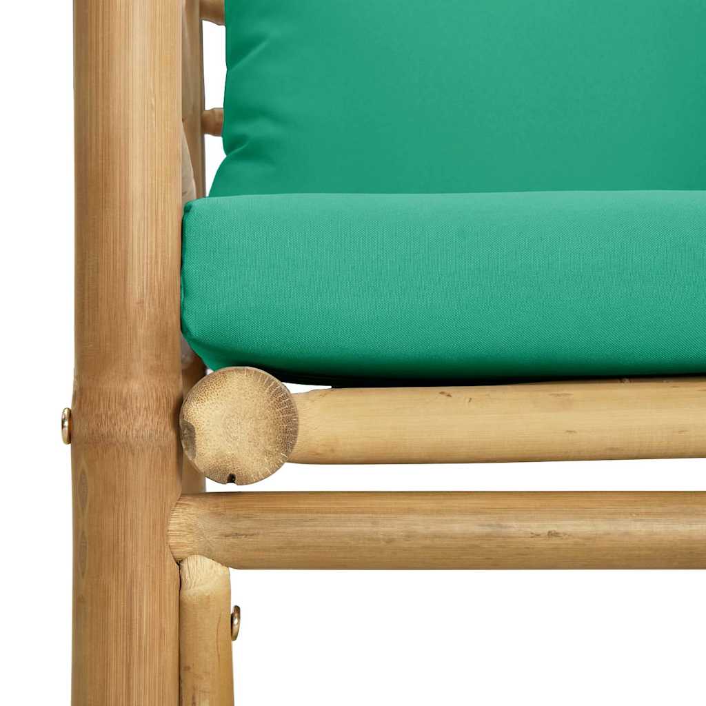 vidaXL Καναπές Κήπου από Μπαμπού με Πράσινα Μαξιλάρια