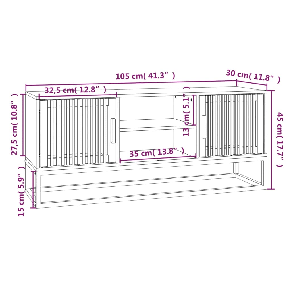 vidaXL Έπιπλο Τηλεόρασης Λευκό 105x30x45 εκ. Επεξεργασμένο Ξύλο/Σίδερο