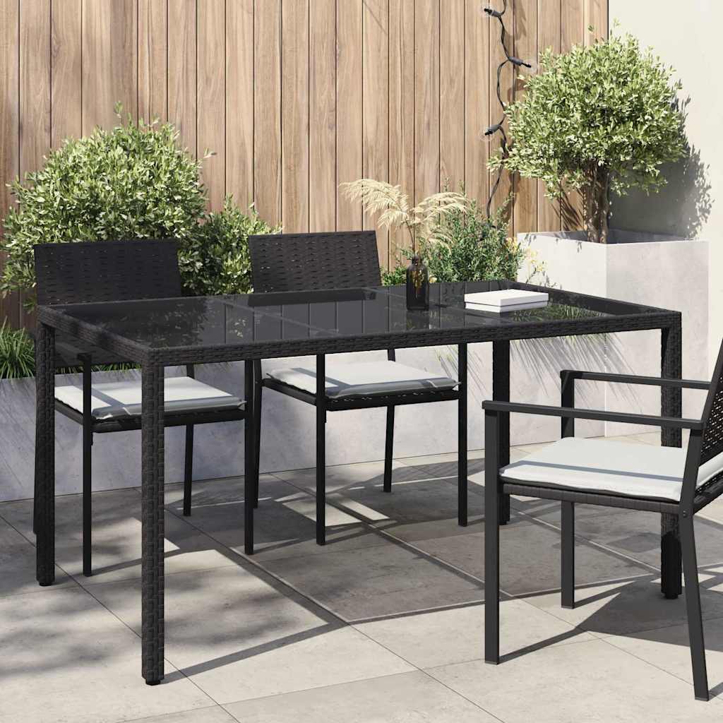 vidaXL Τραπέζι Κήπου Μαύρο 150 x 90 x 75 cm συνθετικό ρατάν
