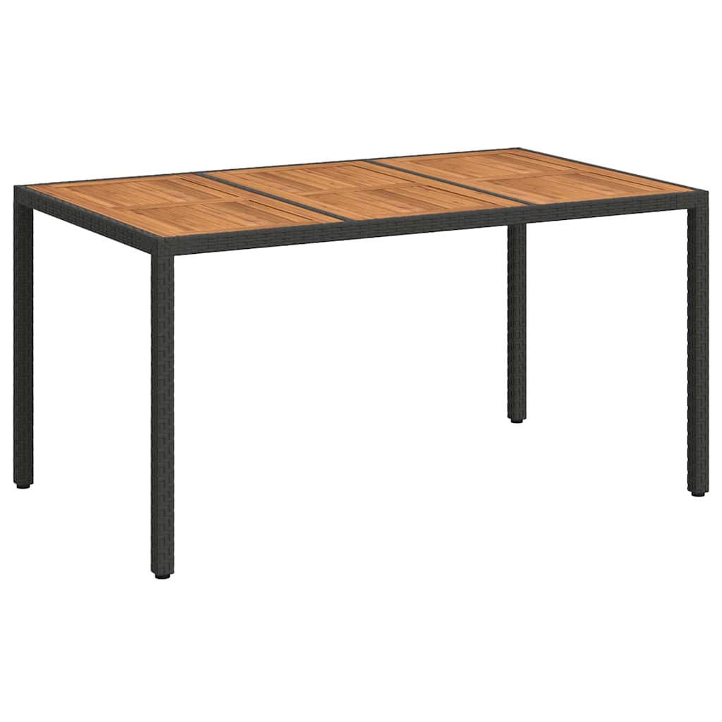 vidaXL Τραπέζι Κήπου Μαύρο 150 x 90 x 75 cm συνθετικό ρατάν