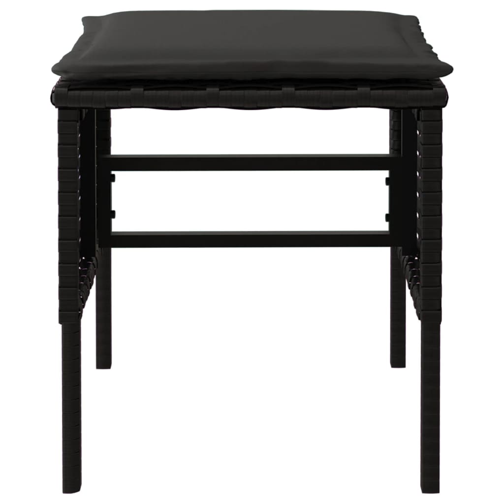 vidaXL Υποπόδια Κήπου 4 τεμ. Μαύρα από Συνθετικό Ρατάν με Μαξιλάρια