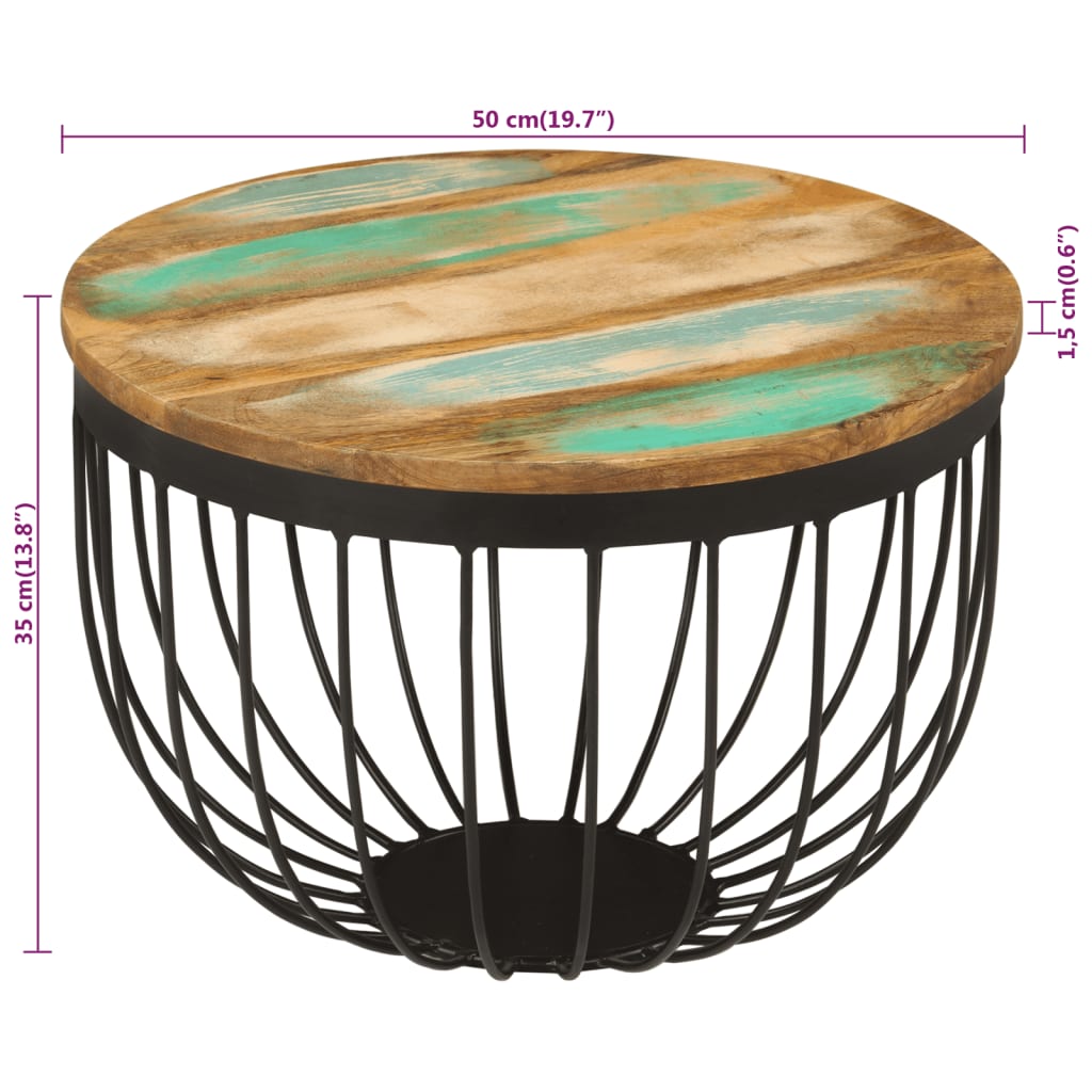 vidaXL Τραπεζάκι Σαλονιού Ø50x35 εκ. Μασίφ Ανακυκλωμένο Ξύλο & Ατσάλι