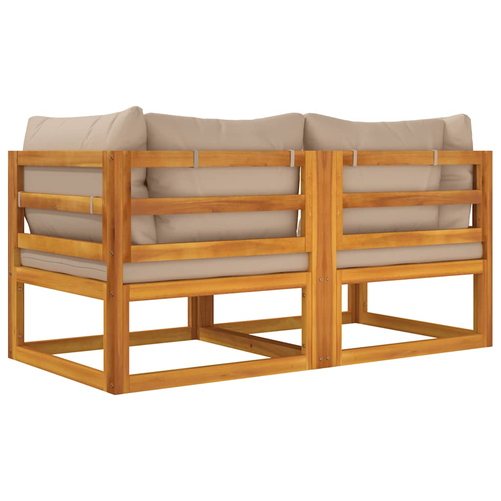 vidaXL Γωνιακοί Καναπέδες 2 τεμ. Μασίφ Ακακία με Taupe Μαξιλάρια