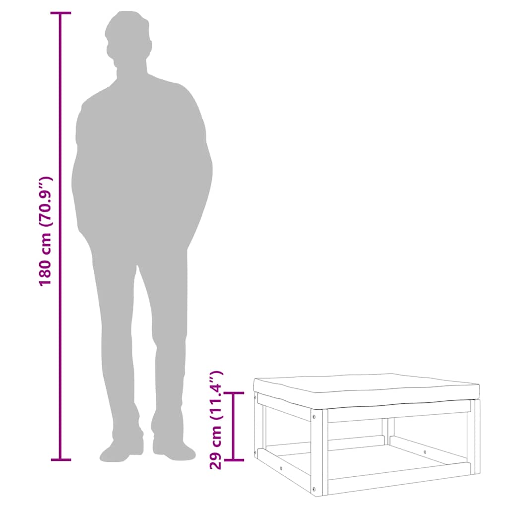 vidaXL Υποπόδιο Κήπου από Μασίφ Ξύλο Ακακίας με Γκρι/Μπεζ Μαξιλάρια