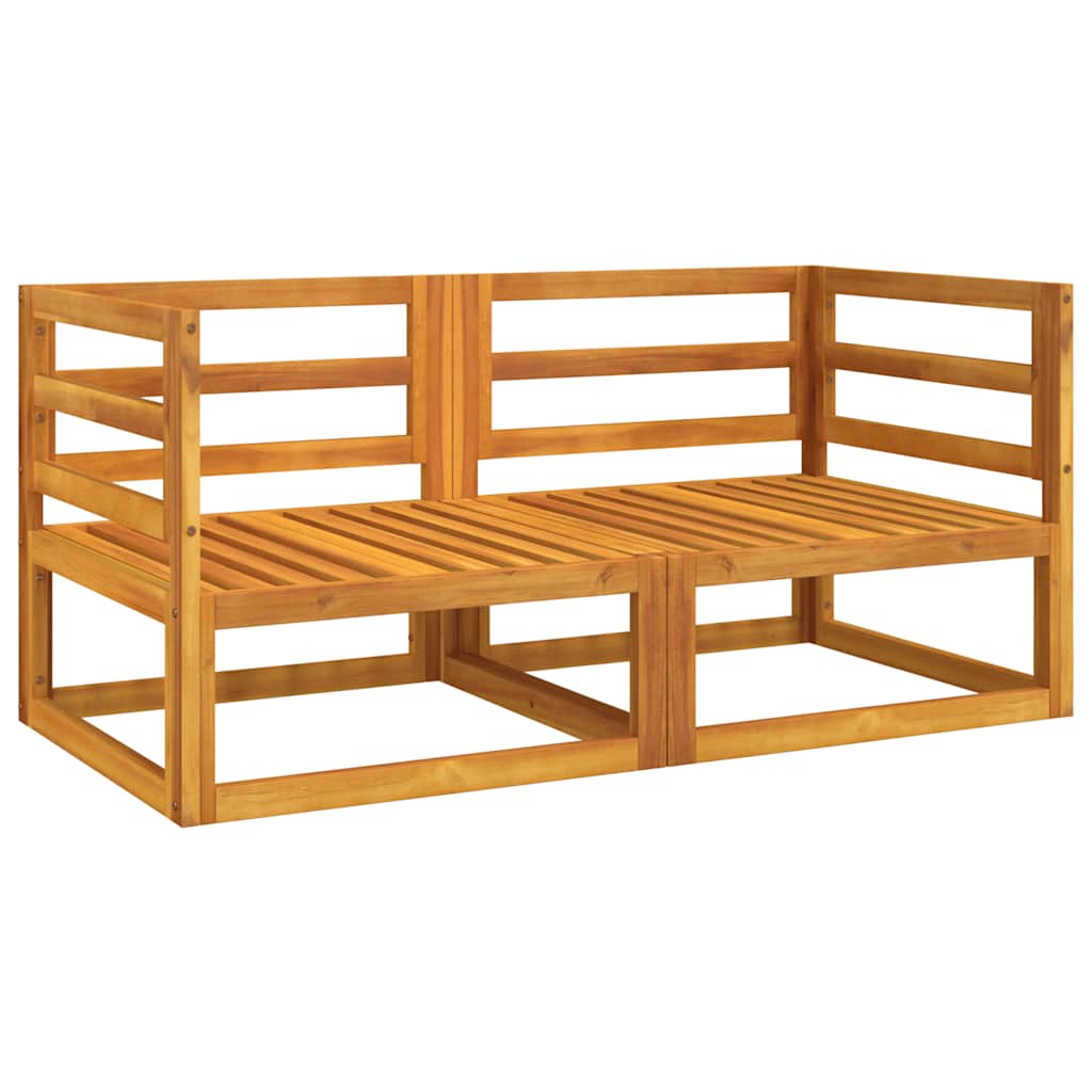 vidaXL Γωνιακοί Καναπέδες 2 τεμ. Μασίφ Ακακία με Πράσινα Μαξιλάρια