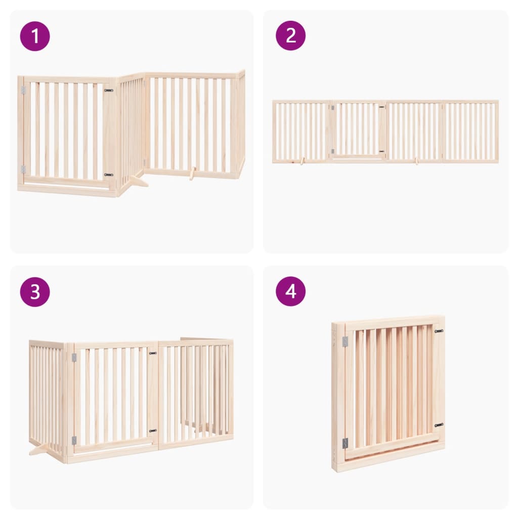 vidaXL Διαχωριστικό Σκύλων/Πόρτα Πτυσσόμενο 4 Πάνελ 320εκ. Ξύλο Λεύκας