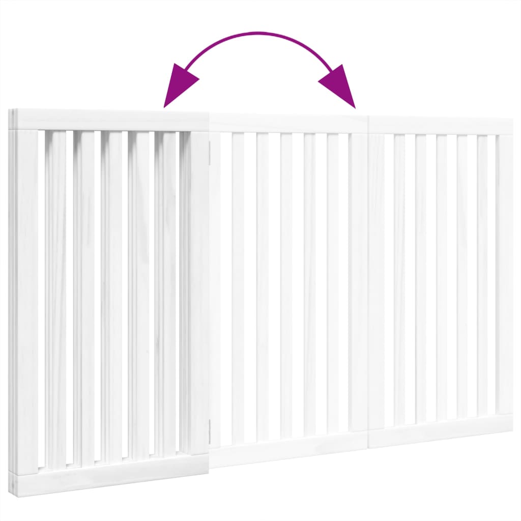 vidaXL Διαχωριστικό Σκύλων Πτυσσόμενο 3 Πάνελ Λευκό 150 εκ Ξύλο Λεύκας