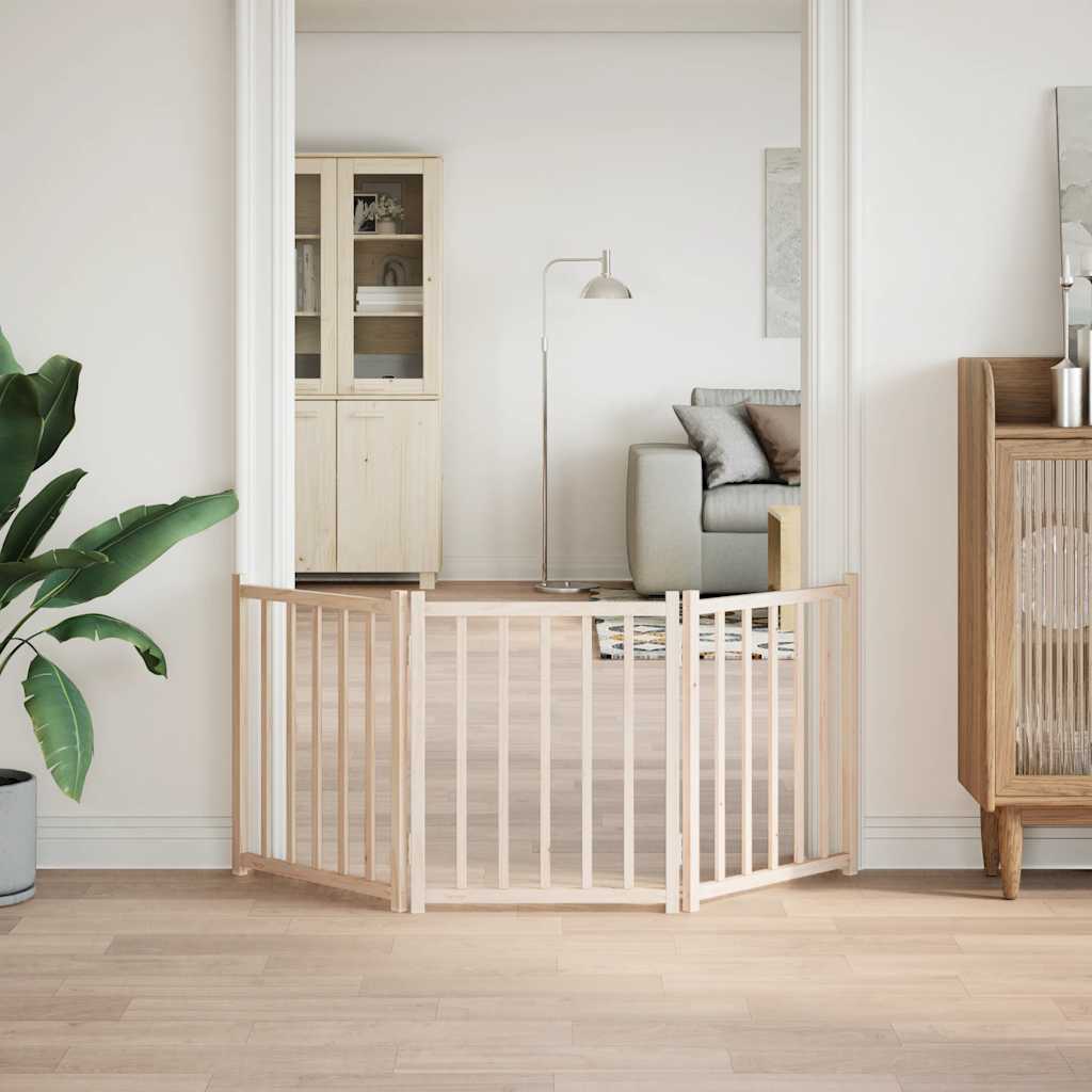 vidaXL Πύλη σκύλου πτυσσόμενη 3 πάνελ 150 cm από μασίφ ξύλο ελάτης