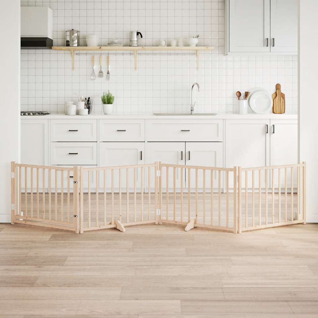 vidaXL Διαχωριστικό Σκύλων/Πόρτα Πτυσσόμενο 4 Πάνελ 320εκ. Μασίφ Ελάτη