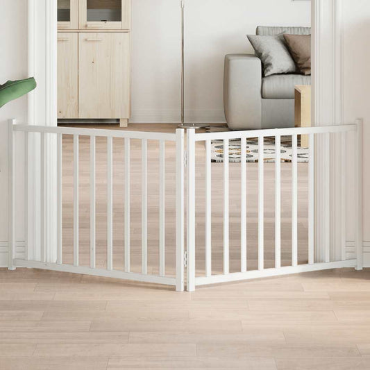 vidaXL Διαχωριστικό Σκύλων Πτυσσόμενο 2 Πάνελ Λευκό 160 εκ Μασίφ Ελάτη