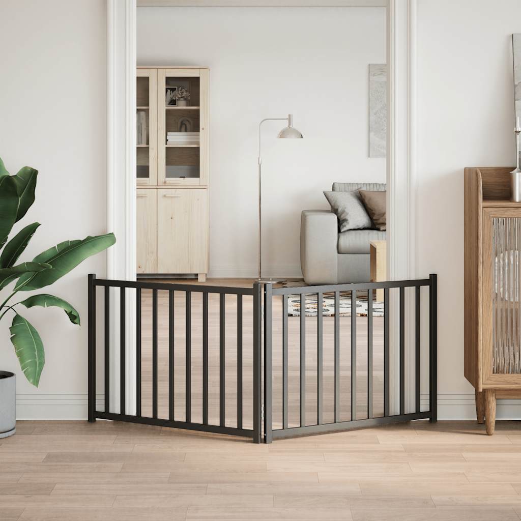 vidaXL Διαχωριστικό Σκύλων Πτυσσόμενο 2 Πάνελ Μαύρο 160 εκ Μασίφ Ελάτη