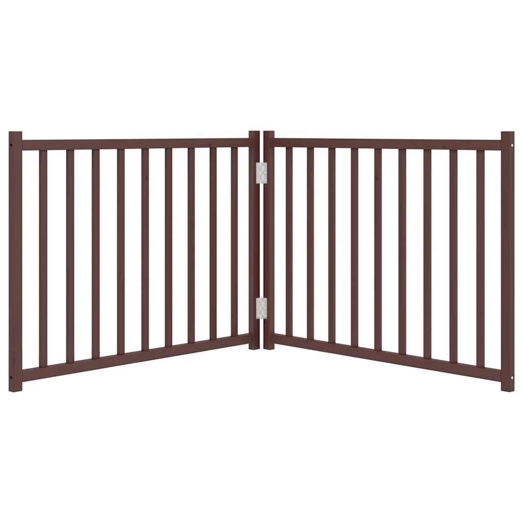 vidaXL Πύλη σκύλου πτυσσόμενη 2 πάνελ καφέ δρυς 160 εκ. Μασίφ Ελάτη