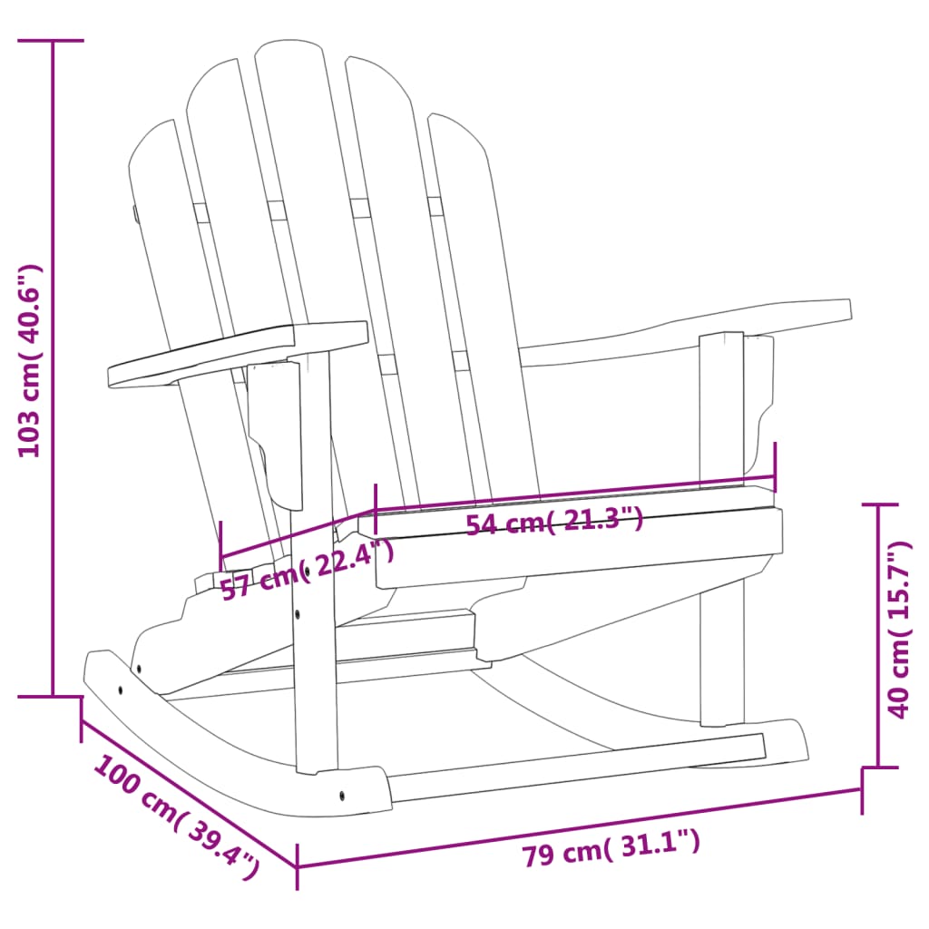 vidaXL Καρέκλα Κήπου Κουνιστή Adirondack 79x100x103 εκ Μασίφ Ξύλο Teak