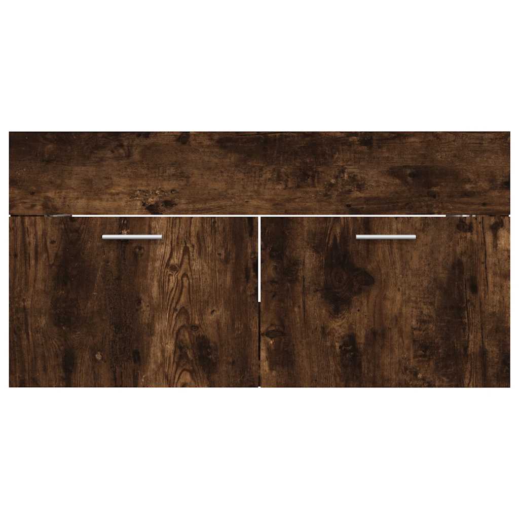 vidaXL Σετ Επίπλων Μπάνιου 2 Τεμαχίων Καπνιστή Δρυς από Τεχν. Ξύλο