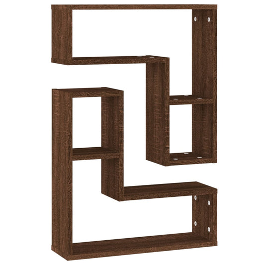 vidaXL Ραφιέρες Τοίχου 2 τεμ. Καφέ Δρυς 50x15x50εκ. Επεξεργασμένο Ξύλο