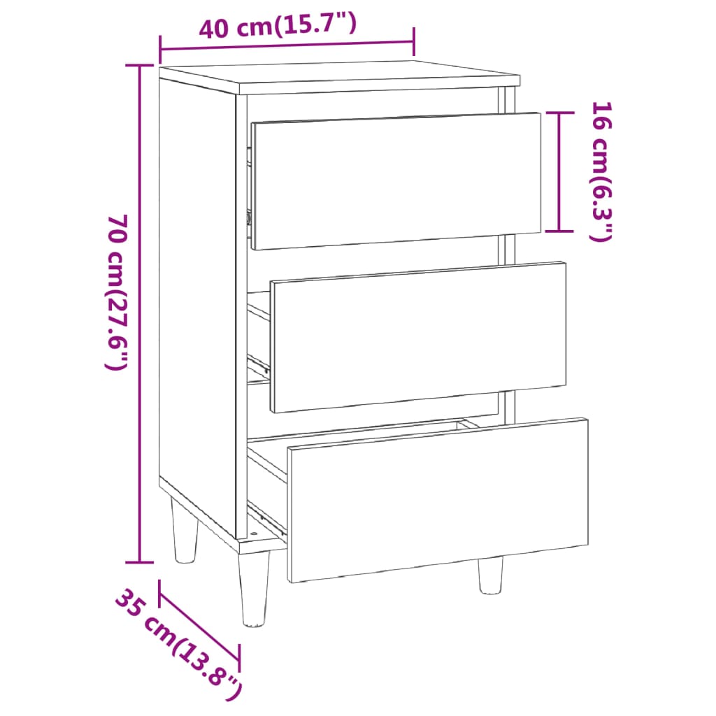 vidaXL Κομοδίνο Γκρι Sonoma 40x35x70 εκ. από Επεξεργασμένο Ξύλο