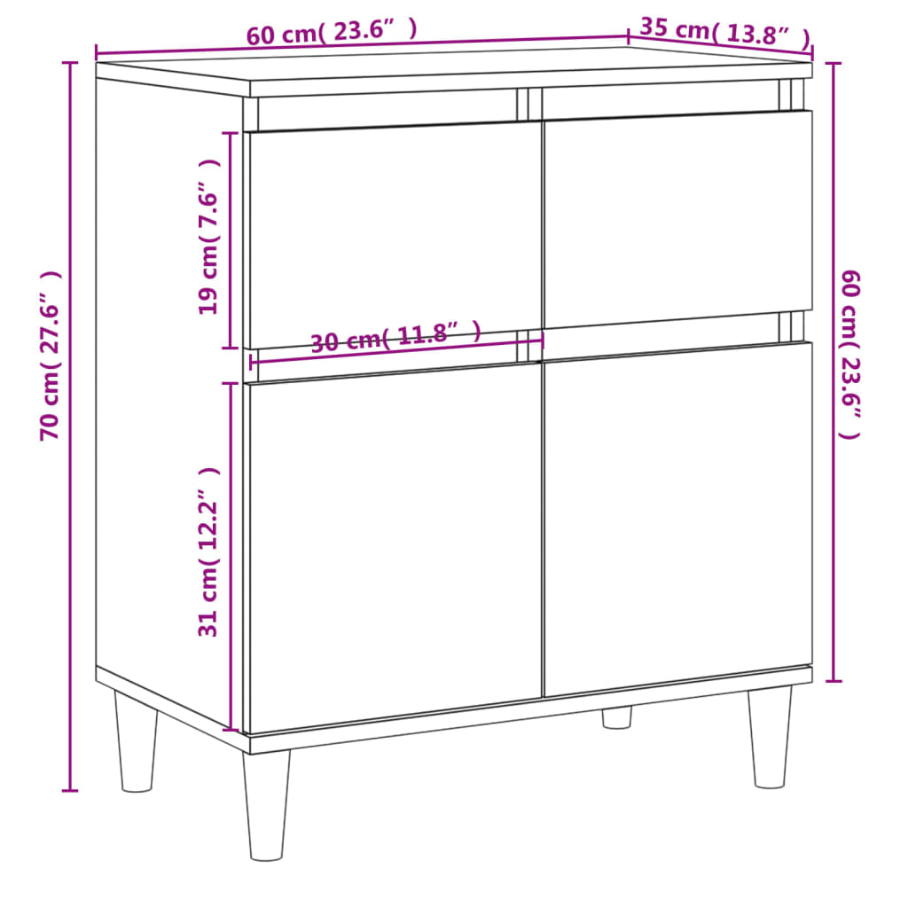 vidaXL Συρταριέρα Sonoma Δρυς 60x35x70 εκ. Επεξεργασμένο Ξύλο