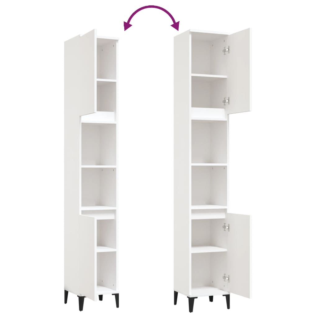 vidaXL Ντουλάπι Μπάνιου Λευκό 30 x 30 x 190 εκ. από Επεξεργασμένο Ξύλο