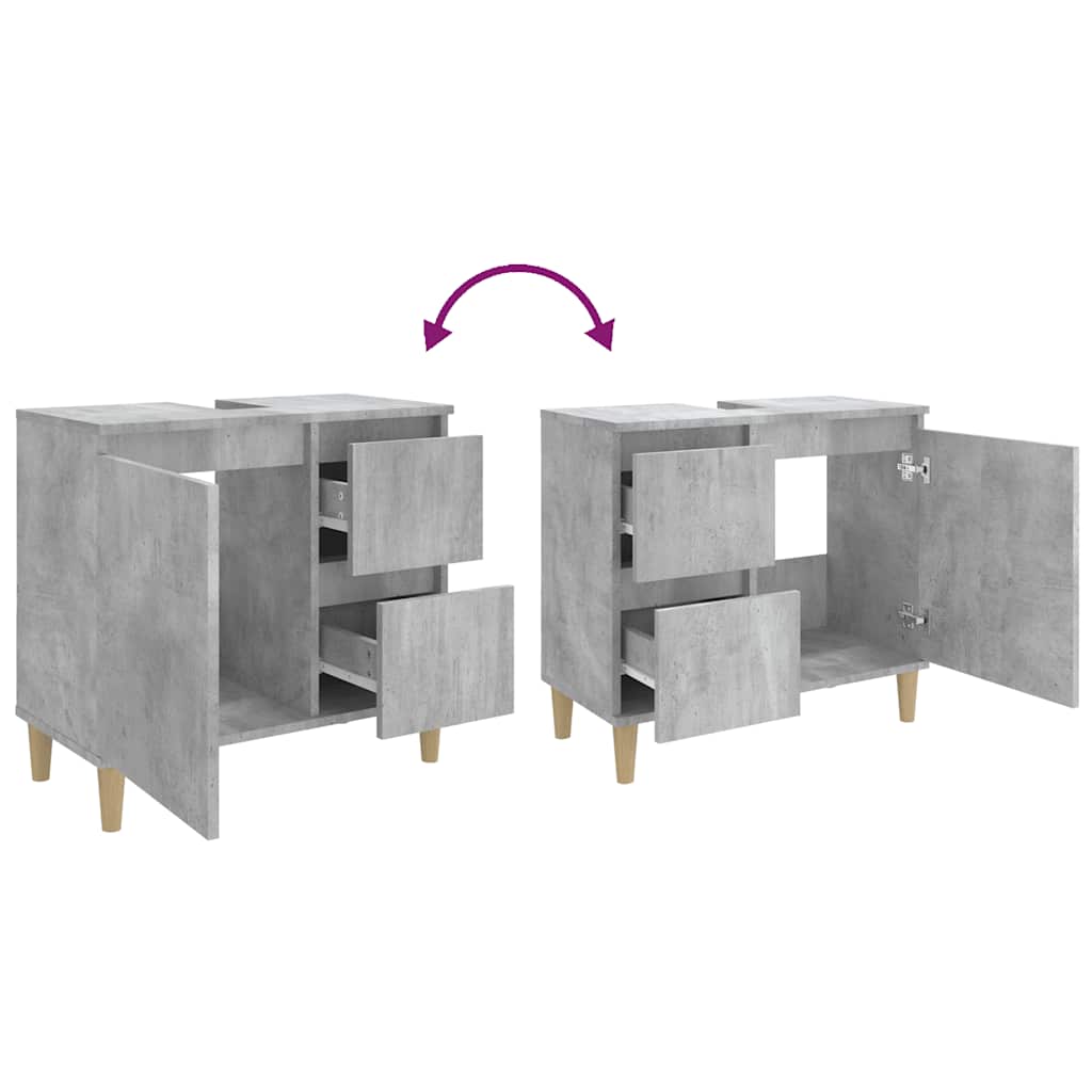 vidaXL Ντουλάπι Μπάνιου Γκρι Σκυροδέματος 65x33x60 εκ. Επεξ. Ξύλο