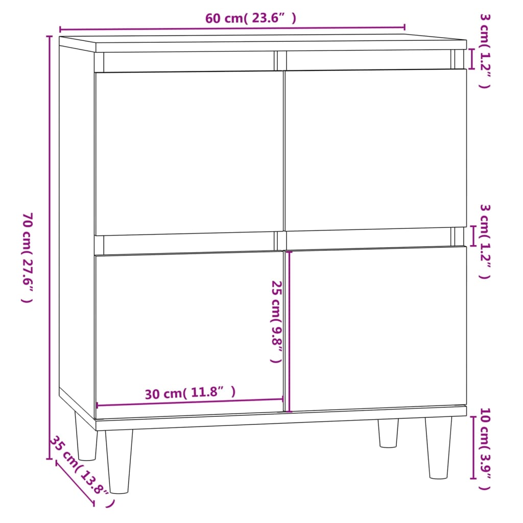 vidaXL Συρταριέρα Sonoma Δρυς 60x35x70 εκ. Επεξεργασμένο Ξύλο
