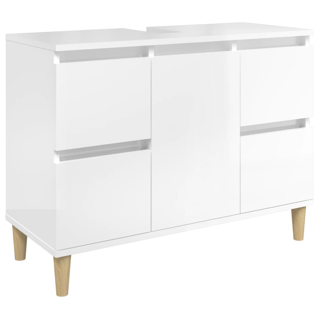 vidaXL Ντουλάπι Νιπτήρα Γυαλ. Λευκό 80x33x60 εκ. Επεξεργασμένο Ξύλο