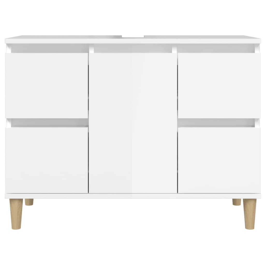 vidaXL Ντουλάπι Νιπτήρα Γυαλ. Λευκό 80x33x60 εκ. Επεξεργασμένο Ξύλο