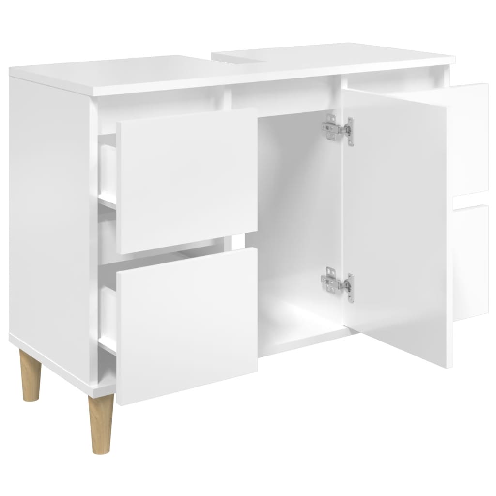 vidaXL Ντουλάπι Νιπτήρα Γυαλ. Λευκό 80x33x60 εκ. Επεξεργασμένο Ξύλο
