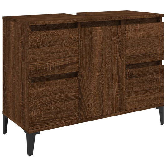 vidaXL Ντουλάπι Νιπτήρα Καφέ Δρυς 80 x 33 x 60 εκ. Επεξεργασμένο Ξύλο