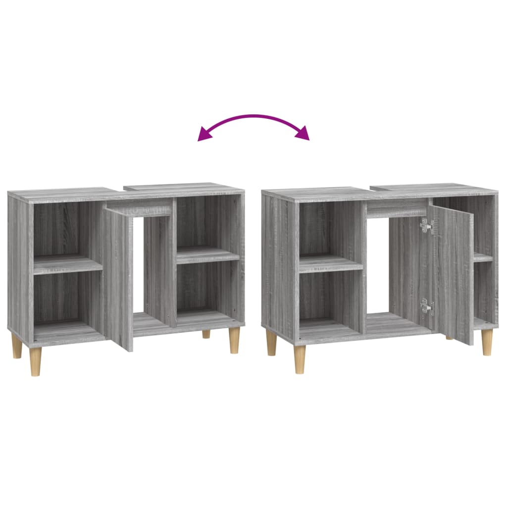 vidaXL Ντουλάπι Νιπτήρα Γκρι Sonoma 80 x 33 x 60εκ. Επεξεργασμένο Ξύλο