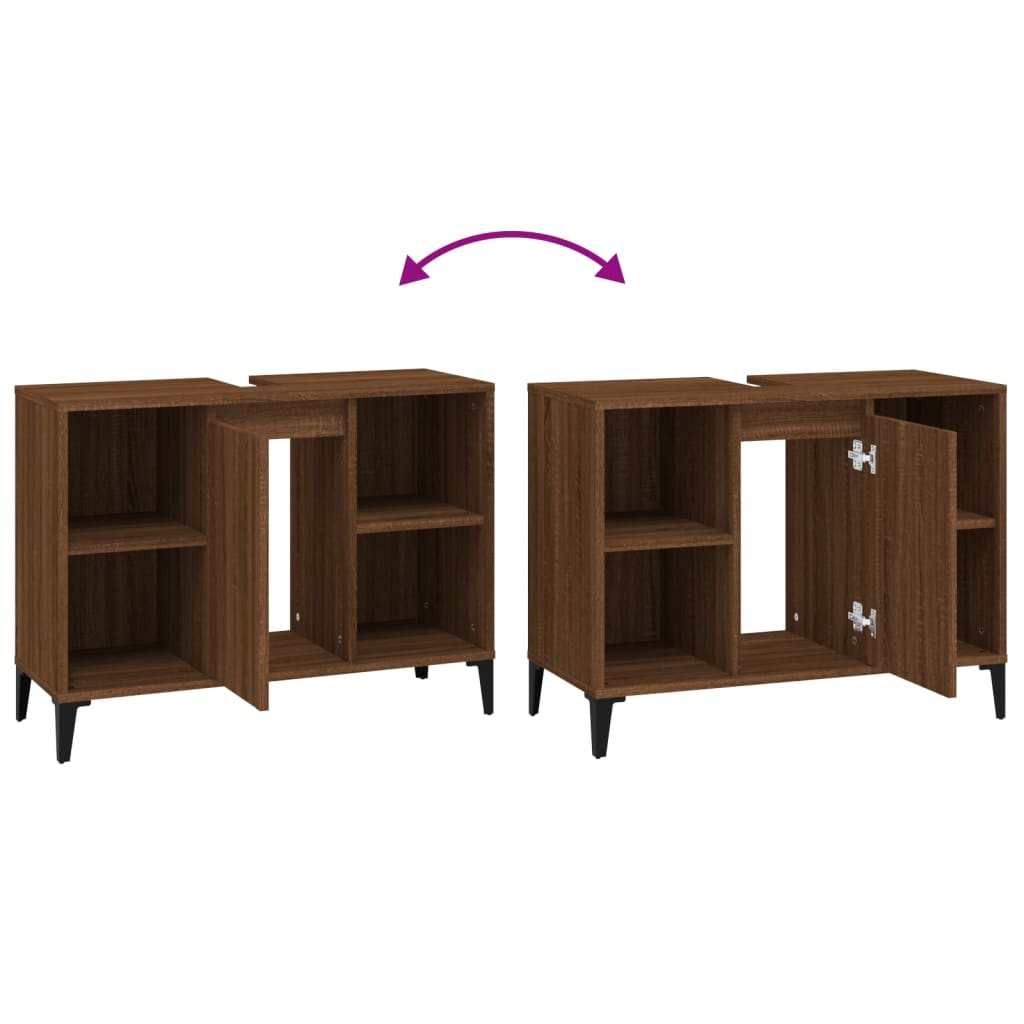 vidaXL Ντουλάπι Νιπτήρα Καφέ Δρυς 80 x 33 x 60 εκ. Επεξεργασμένο Ξύλο