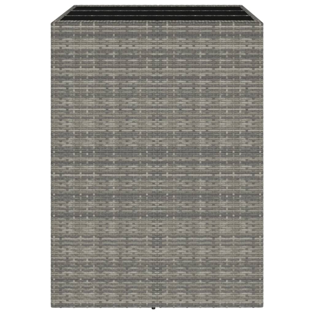 vidaXL Τραπέζι Μπαρ με Γυάλ. Επιφάνεια Γκρι 105x80x110 εκ. Συνθ. Ρατάν
