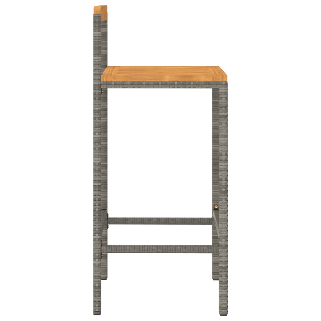 vidaXL Σκαμπό Μπαρ 2 τεμ. Γκρι από Συνθετικό Ρατάν/ Μασίφ Ξύλο Ακακίας