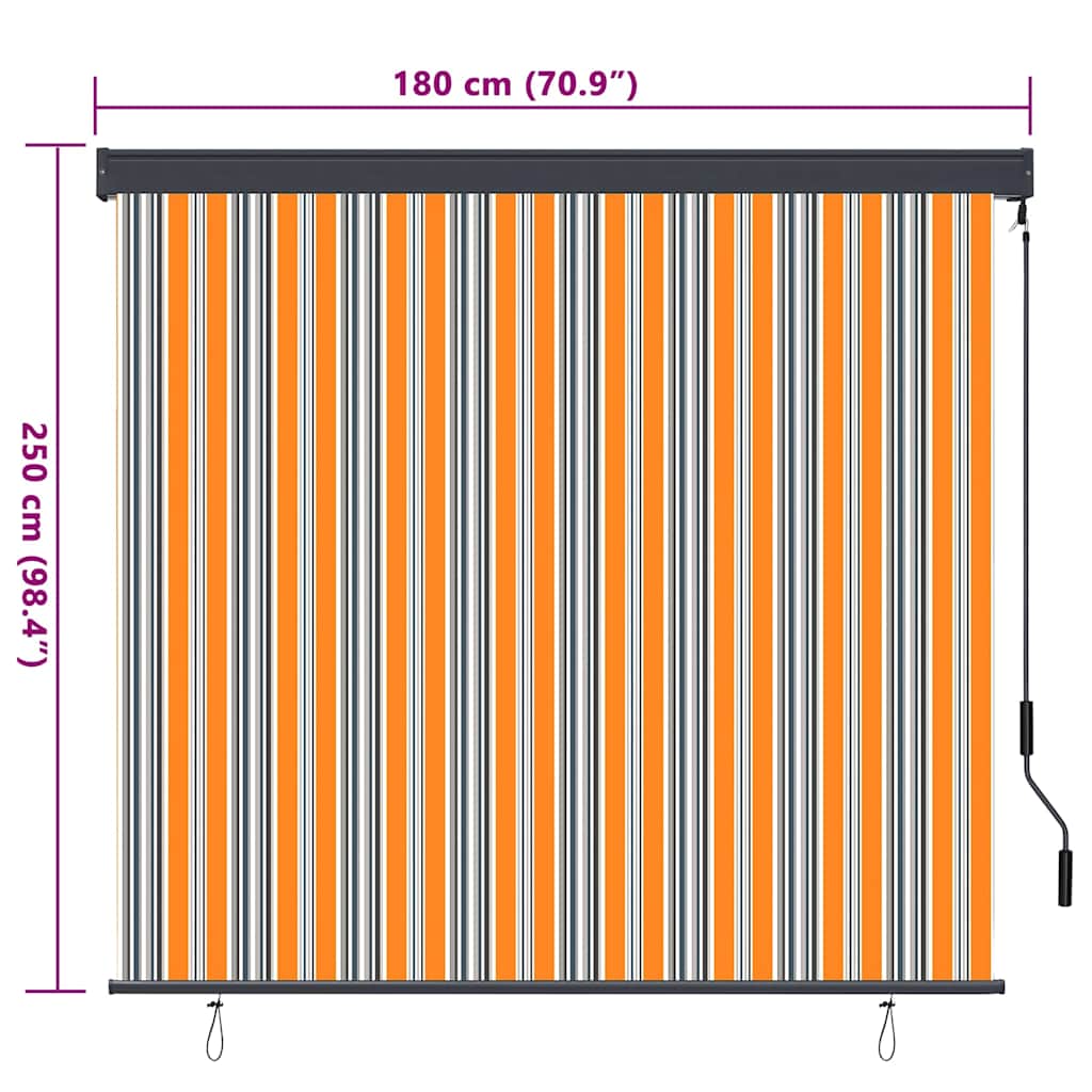 vidaXL Ρόλερ Κίτρινο και Μπλε 180 x 250 cm Ύφασμα και Αλουμίνιο