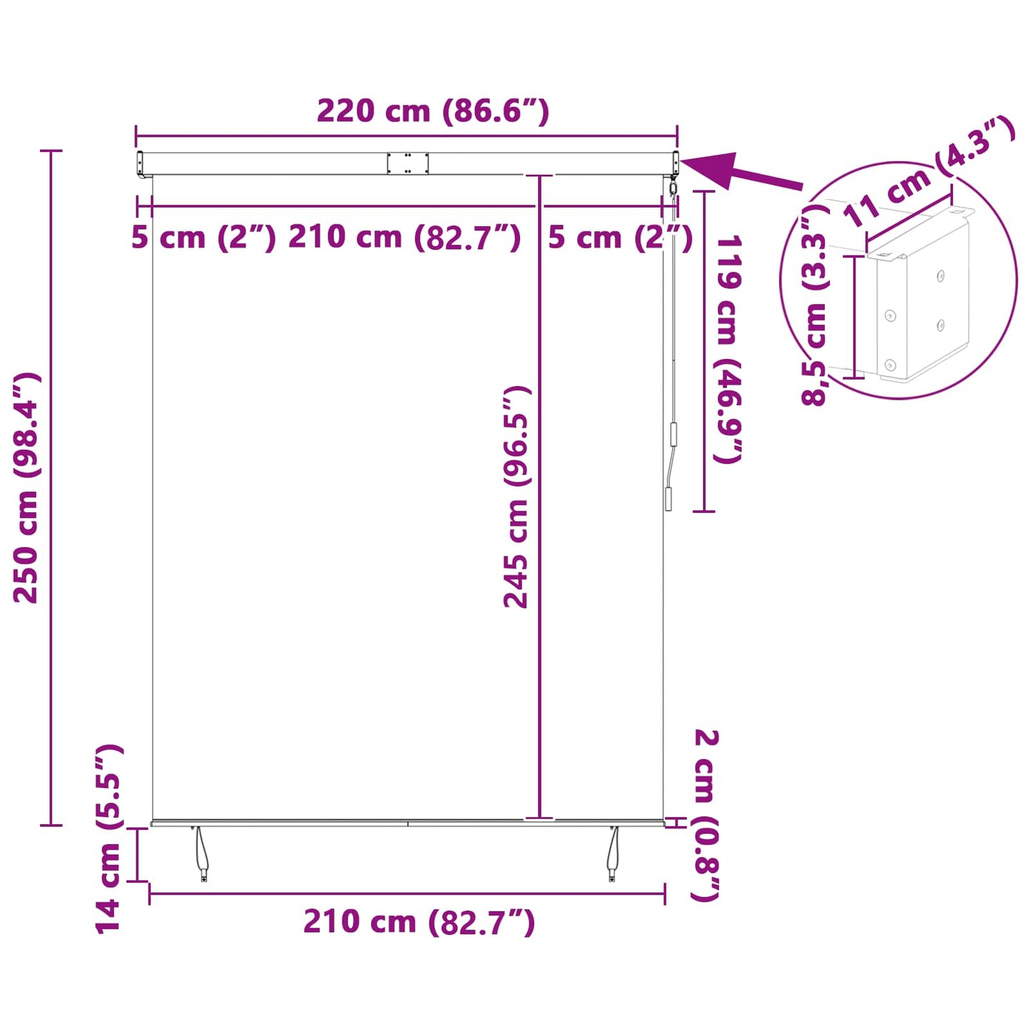 vidaXL Ρόλερ (στόρι) Πορτοκαλί και Καφέ 220 x 250 cm